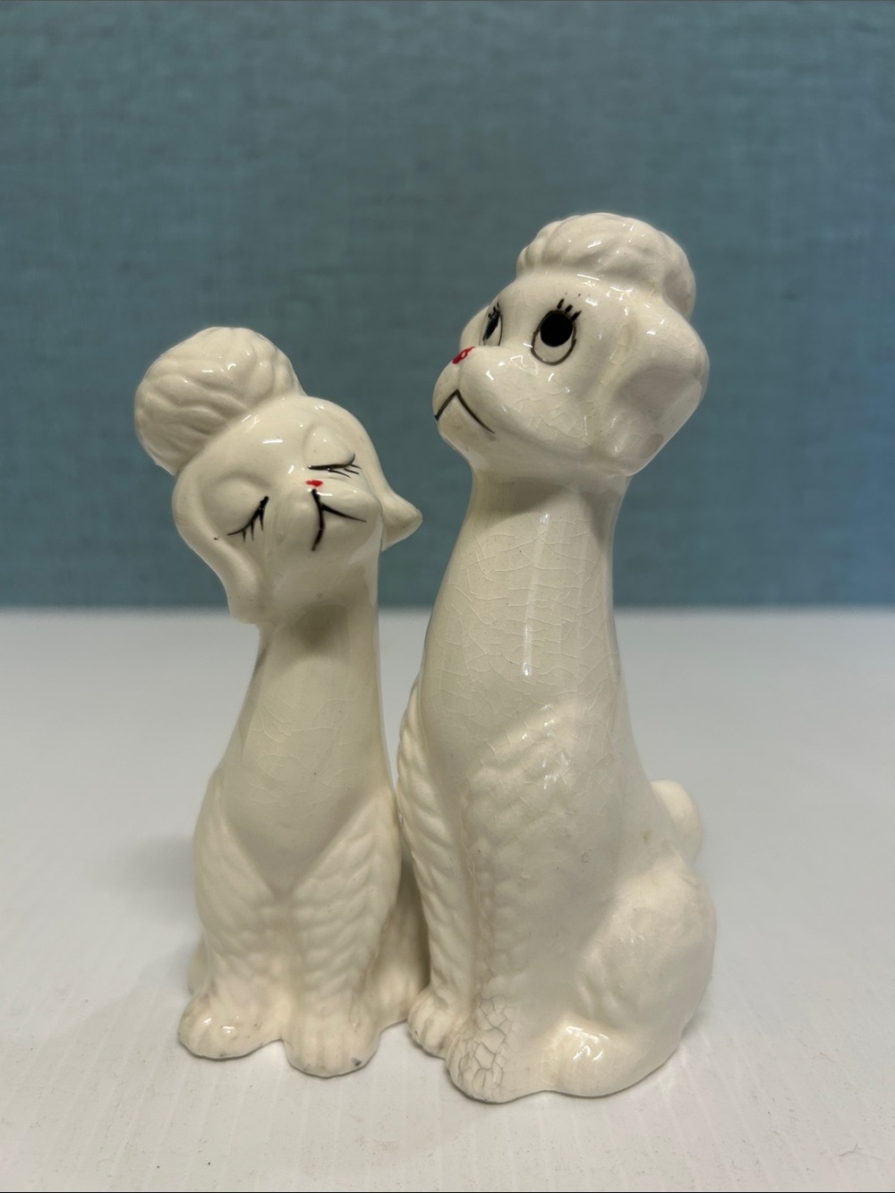 Vintage Loving White Poodle Dog Salt and Pepper Shakers